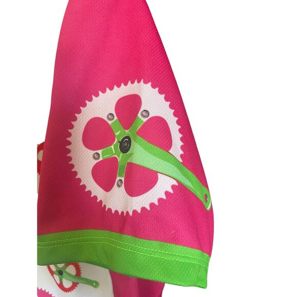 Aero Tech Designs Women’s Cycling Jersey Pink/Green Gears Designs Size Large - Picture 4 of 6